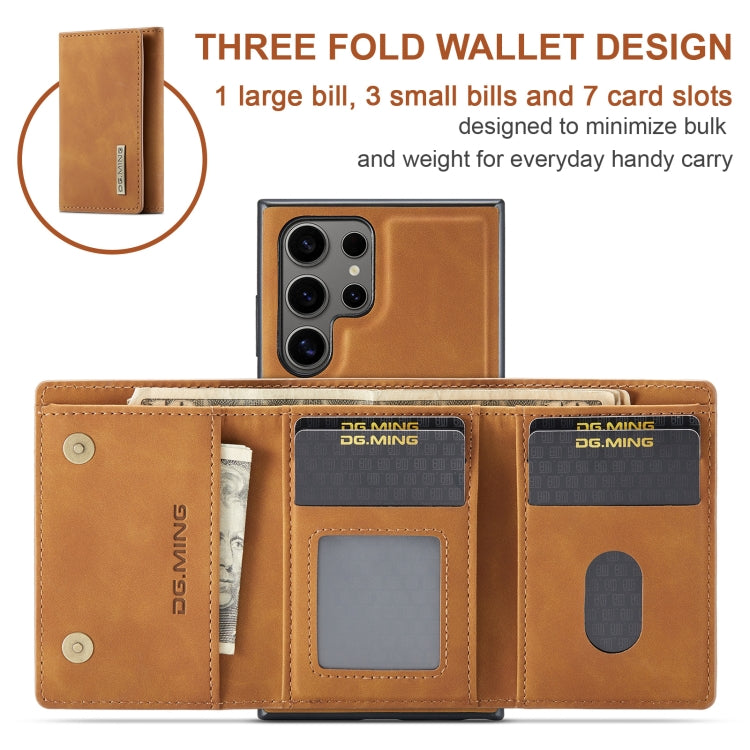 For Samsung Galaxy S24 Ultra 5G DG.MING M1 Series 3-Fold Multi Card Wallet + Magnetic Phone Case(Brown) - Galaxy S24 Ultra 5G Cases by DG.MING | Online Shopping UK | buy2fix