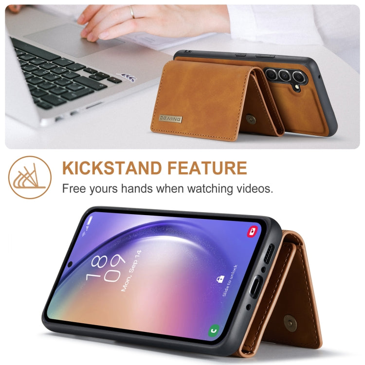 For Samsung Galaxy A35 5G DG.MING M1 Series 3-Fold Multi Card Wallet + Magnetic Phone Case(Brown) - Galaxy Phone Cases by DG.MING | Online Shopping UK | buy2fix