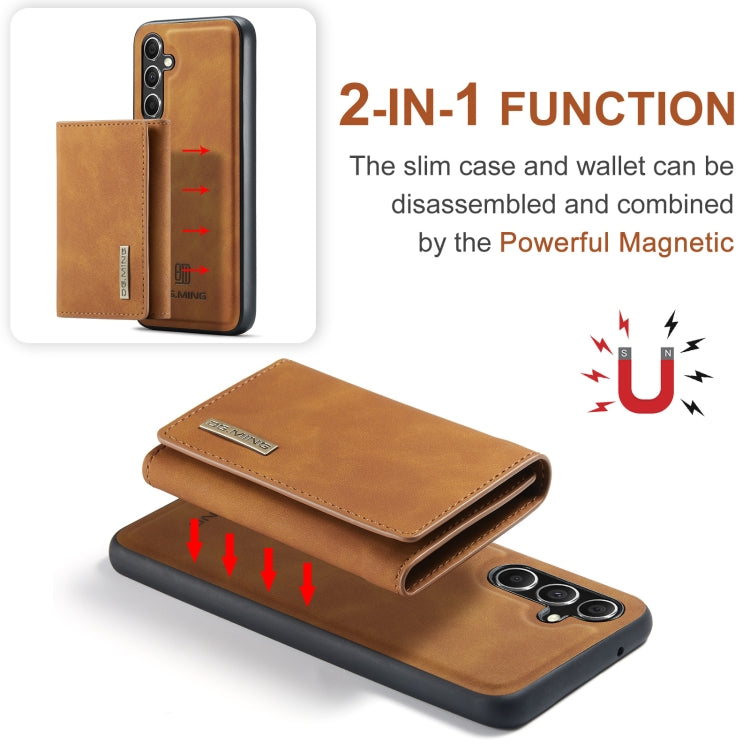 For Samsung Galaxy A35 5G DG.MING M1 Series 3-Fold Multi Card Wallet + Magnetic Phone Case(Brown) - Galaxy Phone Cases by DG.MING | Online Shopping UK | buy2fix