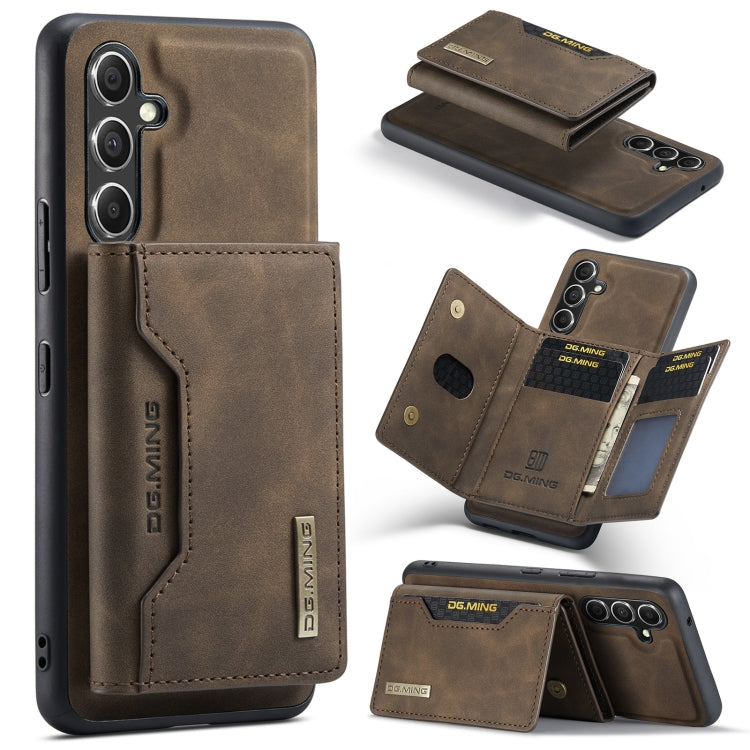 For Samsung Galaxy A35 5G DG.MING M2 Series 3-Fold Multi Card Bag + Magnetic Phone Case(Coffee) - Galaxy Phone Cases by DG.MING | Online Shopping UK | buy2fix