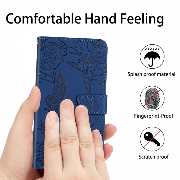 For Xiaomi 14 Ultra Skin Feel Butterfly Embossed Flip Leather Phone Case(Blue) - 14 Ultra Cases by buy2fix | Online Shopping UK | buy2fix