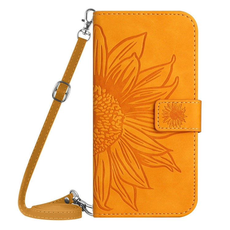 For Xiaomi Redmi Note 13 Pro 4G Global Skin Feel Sun Flower Embossed Flip Leather Phone Case with Lanyard(Yellow) - Note 13 Pro Cases by buy2fix | Online Shopping UK | buy2fix