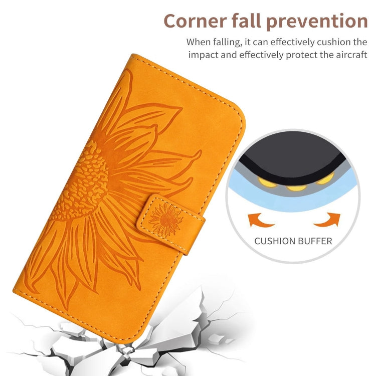 For Xiaomi Redmi Note 13 Pro 4G Global Skin Feel Sun Flower Embossed Flip Leather Phone Case with Lanyard(Yellow) - Note 13 Pro Cases by buy2fix | Online Shopping UK | buy2fix