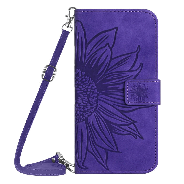 For Xiaomi 14 Ultra Skin Feel Sun Flower Embossed Flip Leather Phone Case with Lanyard(Dark Purple) - 14 Ultra Cases by buy2fix | Online Shopping UK | buy2fix