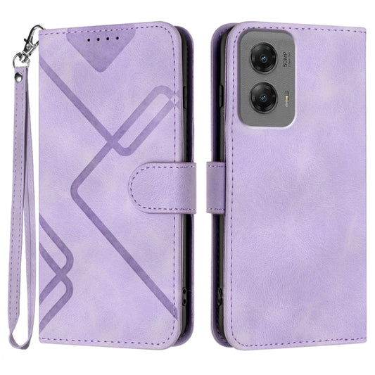 For Motorola Moto G Stylus 5G 2024 Line Pattern Skin Feel Leather Phone Case(Light Purple) - Motorola Cases by buy2fix | Online Shopping UK | buy2fix