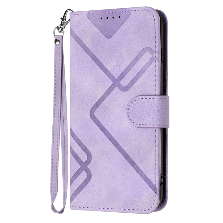 For Motorola Moto G Stylus 5G 2024 Line Pattern Skin Feel Leather Phone Case(Light Purple) - Motorola Cases by buy2fix | Online Shopping UK | buy2fix