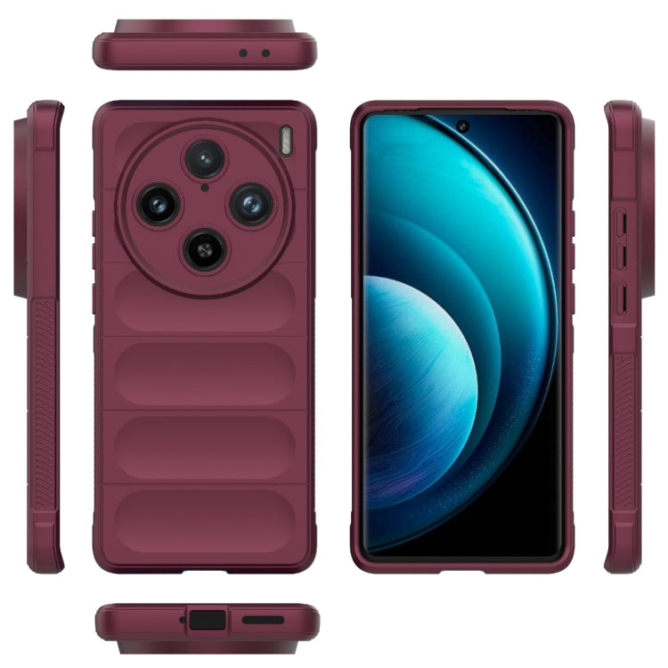 For vivo X100 Pro 5G Magic Shield TPU + Flannel Phone Case(Wine Red) - X100 Pro Cases by buy2fix | Online Shopping UK | buy2fix