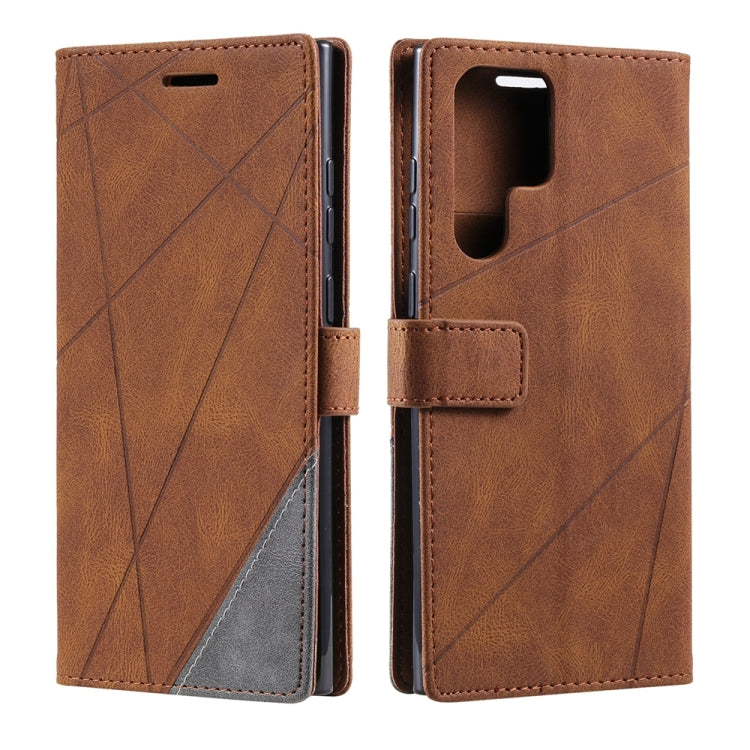 For Samsung Galaxy S24 Ultra 5G Skin Feel Splicing Leather Phone Case(Brown) - Galaxy S24 Ultra 5G Cases by buy2fix | Online Shopping UK | buy2fix