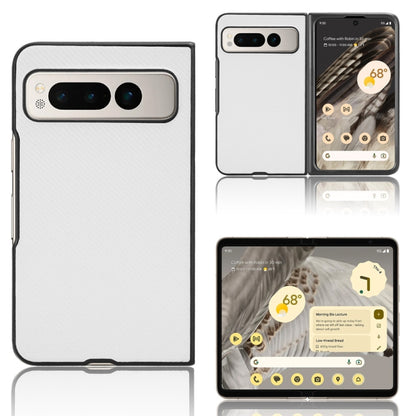 For Google Pixel Fold PU Leather PC Phone Case(White) - Google Cases by buy2fix | Online Shopping UK | buy2fix