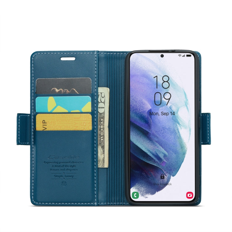 For Samsung Galaxy S21 5G CaseMe 023 Butterfly Buckle Litchi Texture RFID Anti-theft Leather Phone Case(Blue) - Galaxy S21 5G Cases by CaseMe | Online Shopping UK | buy2fix