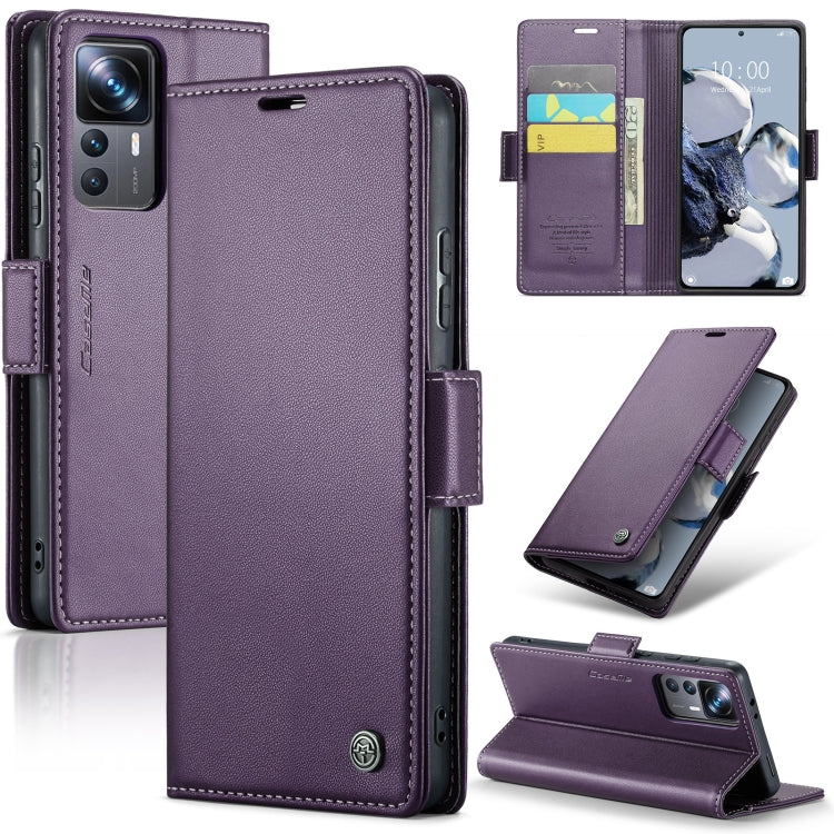 For Xiaomi 12T /12T Pro/Redmi K50 Ultra CaseMe 023 Butterfly Buckle Litchi Texture RFID Anti-theft Leather Phone Case(Pearly Purple) - Xiaomi Cases by CaseMe | Online Shopping UK | buy2fix