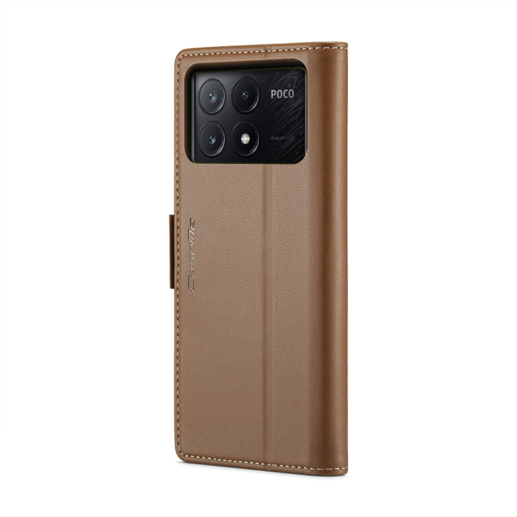 For Xiaomi Poco X6 Pro 5G/Redmi K70E 5G CaseMe 023 Butterfly Buckle Litchi Texture RFID Anti-theft Leather Phone Case(Brown) - K70E Cases by CaseMe | Online Shopping UK | buy2fix