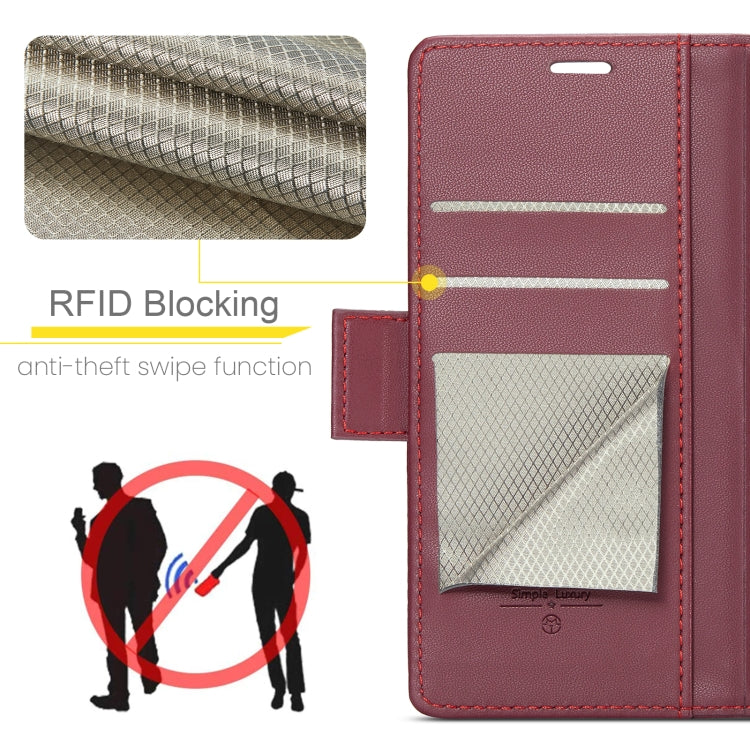 For Xiaomi Redmi Note 13 Pro 4G CaseMe 023 Butterfly Buckle Litchi Texture RFID Anti-theft Leather Phone Case(Wine Red) - Xiaomi Cases by CaseMe | Online Shopping UK | buy2fix