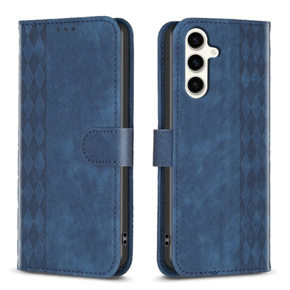 For Samsung Galaxy S23 FE 5G Plaid Embossed Leather Phone Case(Blue) - Galaxy S23 FE 5G Cases by buy2fix | Online Shopping UK | buy2fix