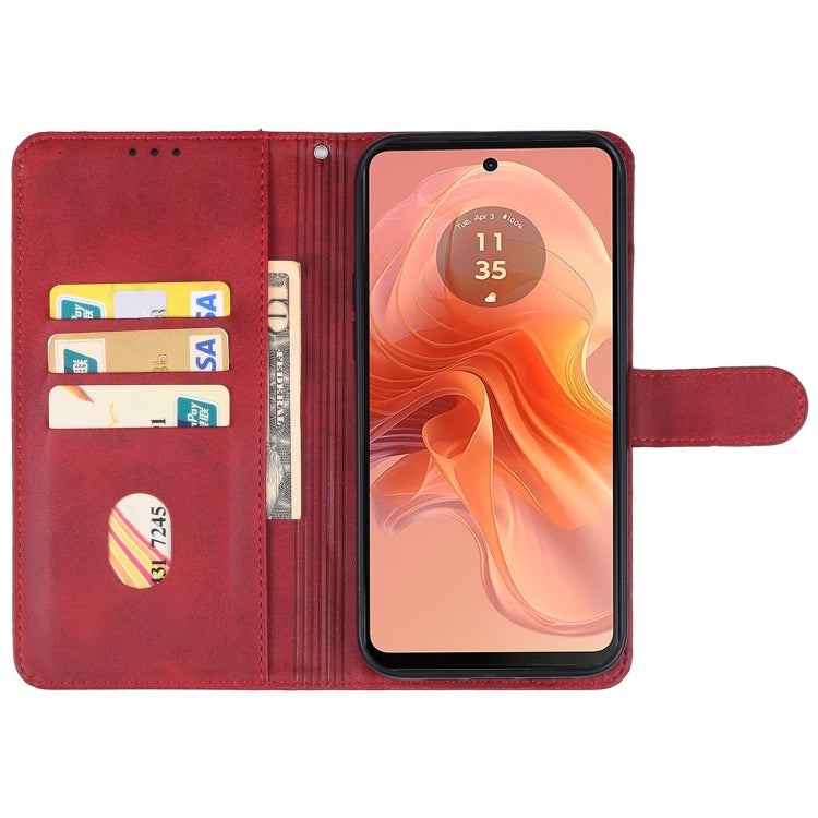 For Motorola Moto G04 Leather Phone Case(Red) - Motorola Cases by buy2fix | Online Shopping UK | buy2fix