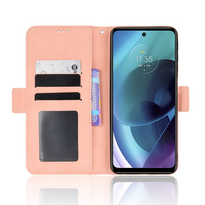 For Motorola Moto G52J 5G Skin Feel Calf Texture Card Slots Leather Phone Case(Pink) - Motorola Cases by buy2fix | Online Shopping UK | buy2fix