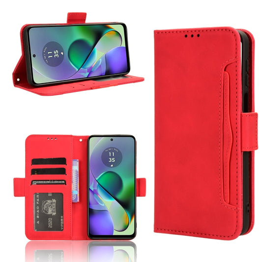 For Motorola Moto G54 5G Skin Feel Calf Texture Card Slots Leather Phone Case(Red) - Motorola Cases by buy2fix | Online Shopping UK | buy2fix