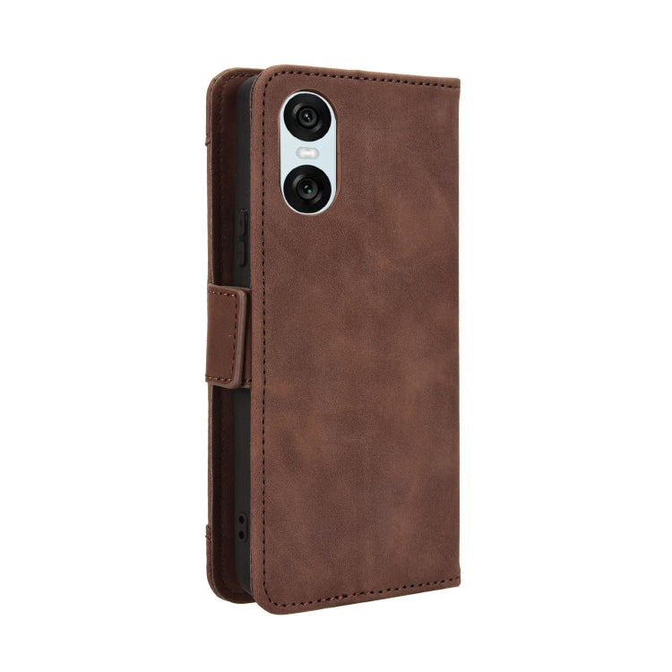 For Sony Xperia 10 VI 2024 Skin Feel Calf Texture Card Slots Leather Phone Case(Brown) - Sony Cases by buy2fix | Online Shopping UK | buy2fix
