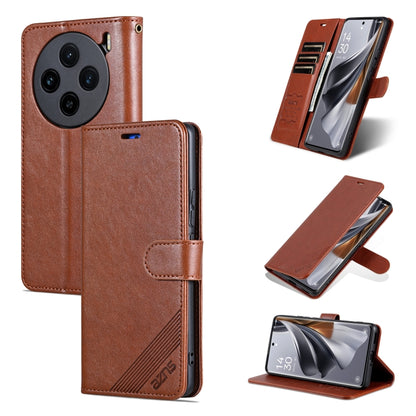 For vivo X100 5G AZNS Sheepskin Texture Flip Leather Phone Case(Brown) - vivo Cases by AZNS | Online Shopping UK | buy2fix