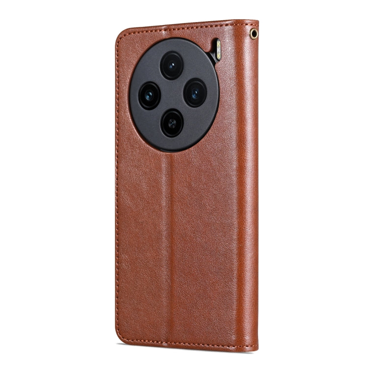 For vivo X100 5G AZNS Sheepskin Texture Flip Leather Phone Case(Brown) - vivo Cases by AZNS | Online Shopping UK | buy2fix