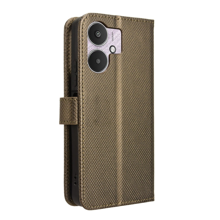 For Xiaomi Redmi 13C 5G / 13R 5G Diamond Texture Leather Phone Case(Brown) - 13C Cases by buy2fix | Online Shopping UK | buy2fix