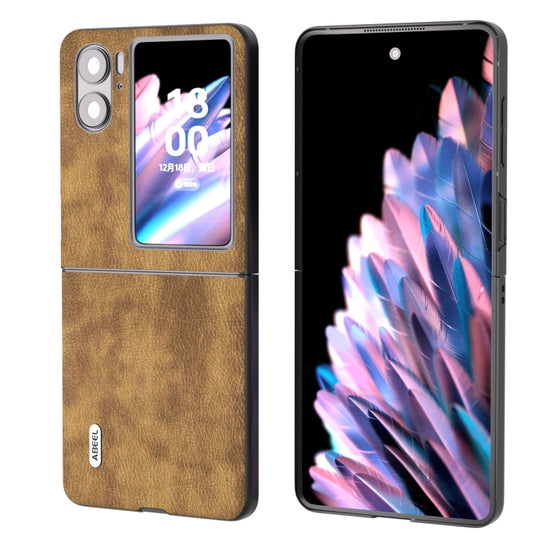 For OPPO Find N2 Flip ABEEL Retro Litchi Texture PU Phone Case(Brown) - Find N2 Flip Cases by buy2fix | Online Shopping UK | buy2fix