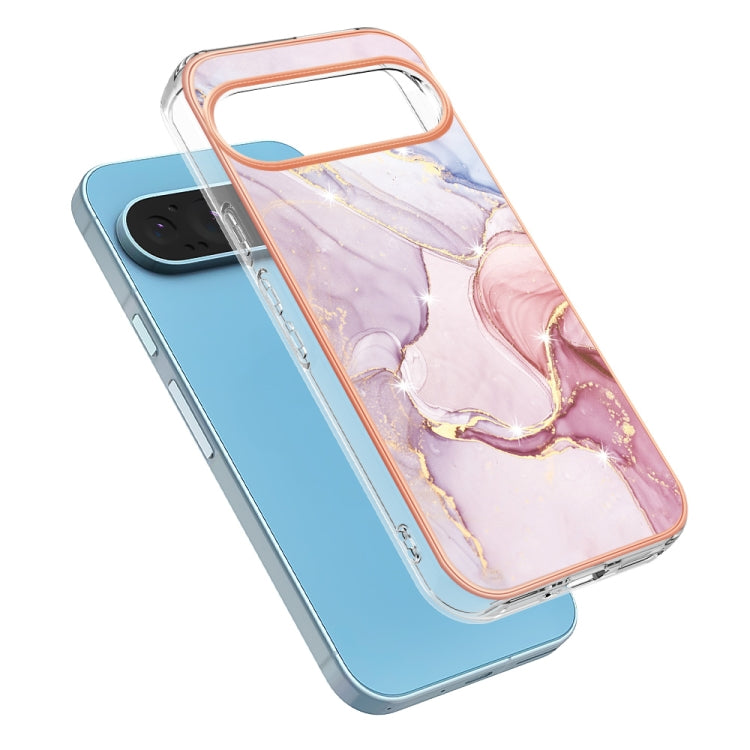 For Google Pixel 9 / 9 Pro Electroplating Marble Dual-side IMD Phone Case(Rose Gold 005) - Google Cases by buy2fix | Online Shopping UK | buy2fix