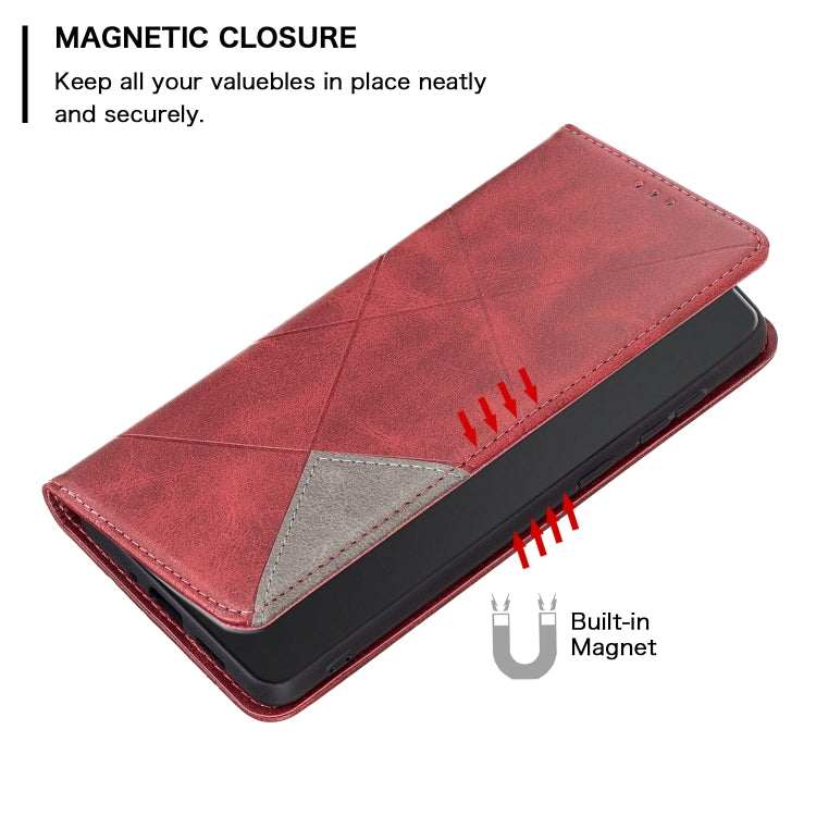 For Xiaomi Redmi Note 13 Rhombus Texture Magnetic Leather Phone Case(Red) - Xiaomi Cases by buy2fix | Online Shopping UK | buy2fix