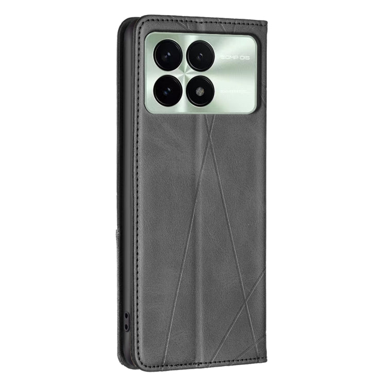 For Xiaomi Redmi K70E Rhombus Texture Magnetic Leather Phone Case(Black) - K70E Cases by buy2fix | Online Shopping UK | buy2fix