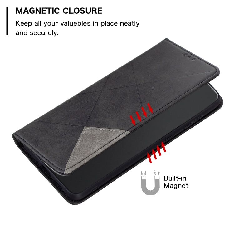 For Xiaomi Redmi K70E Rhombus Texture Magnetic Leather Phone Case(Black) - K70E Cases by buy2fix | Online Shopping UK | buy2fix