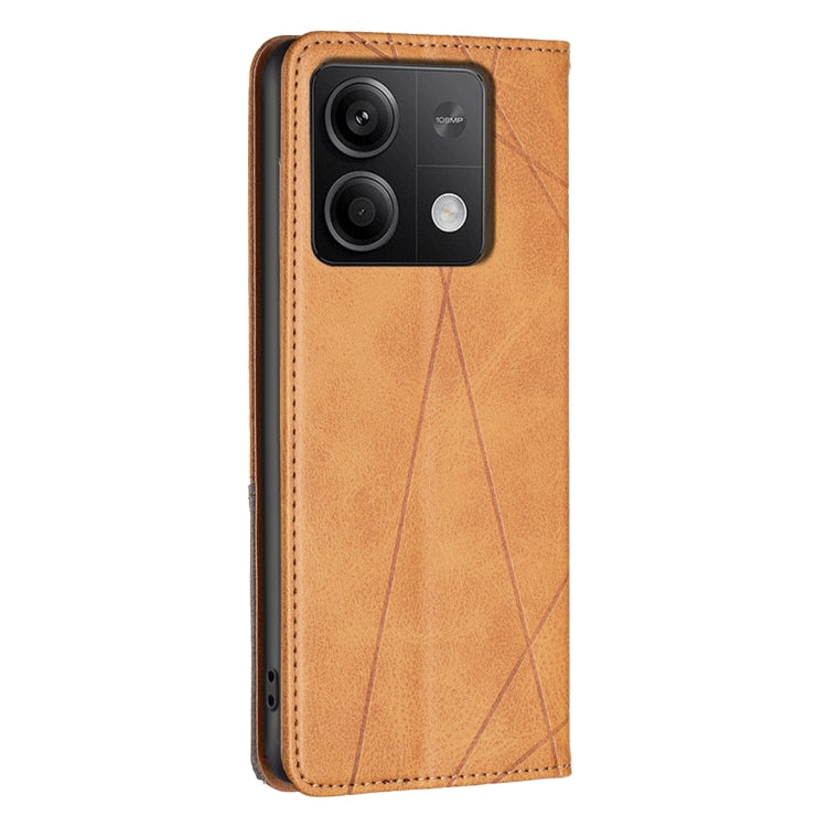 For Xiaomi Redmi Note 13 4G Global Rhombus Texture Magnetic Leather Phone Case(Yellow) - Note 13 Cases by buy2fix | Online Shopping UK | buy2fix