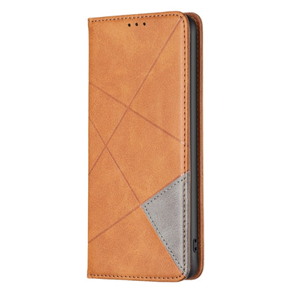 For Xiaomi Redmi A3 Rhombus Texture Magnetic Leather Phone Case(Yellow) - Xiaomi Cases by buy2fix | Online Shopping UK | buy2fix