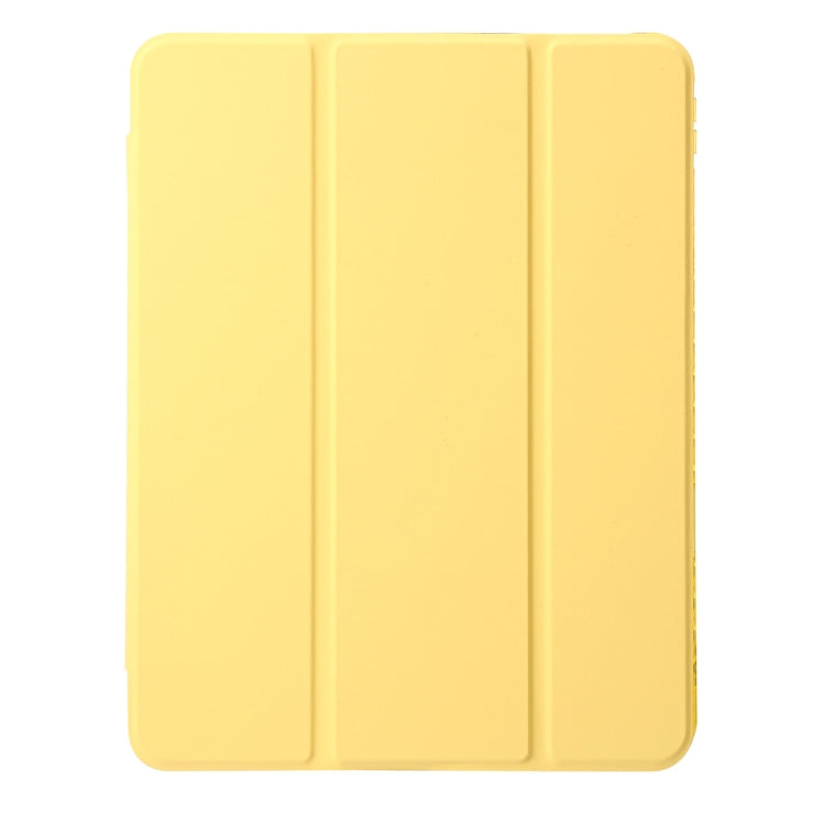 For iPad Pro 11 2024 Clear Acrylic 3-Fold Leather Tablet Case(Yellow) - iPad Pro 11 2024 Cases by buy2fix | Online Shopping UK | buy2fix