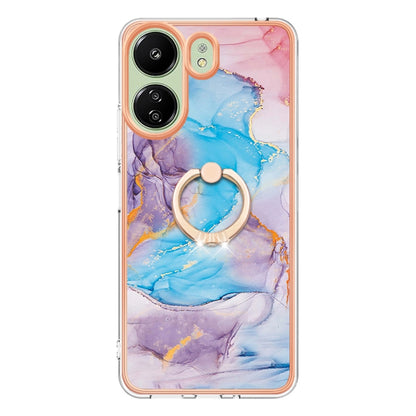 For Xiaomi Redmi 13C 4G Electroplating IMD TPU Phone Case with Ring(Blue Marble) - 13C Cases by buy2fix | Online Shopping UK | buy2fix