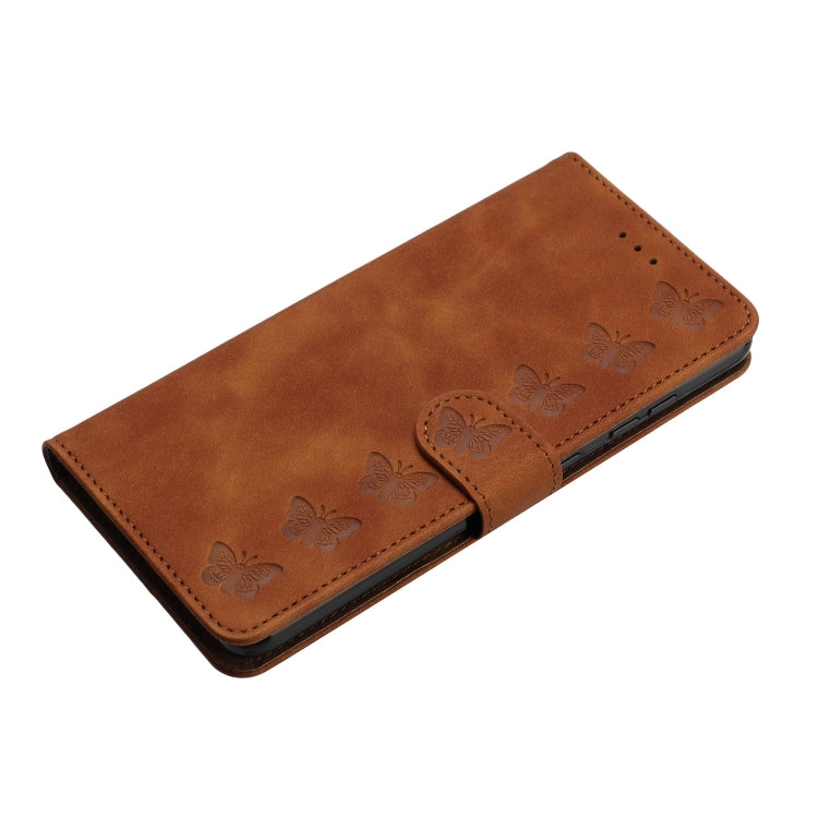 For iPhone 16 Pro Max Seven Butterflies Embossed Leather Phone Case(Brown) - iPhone 16 Pro Max Cases by buy2fix | Online Shopping UK | buy2fix