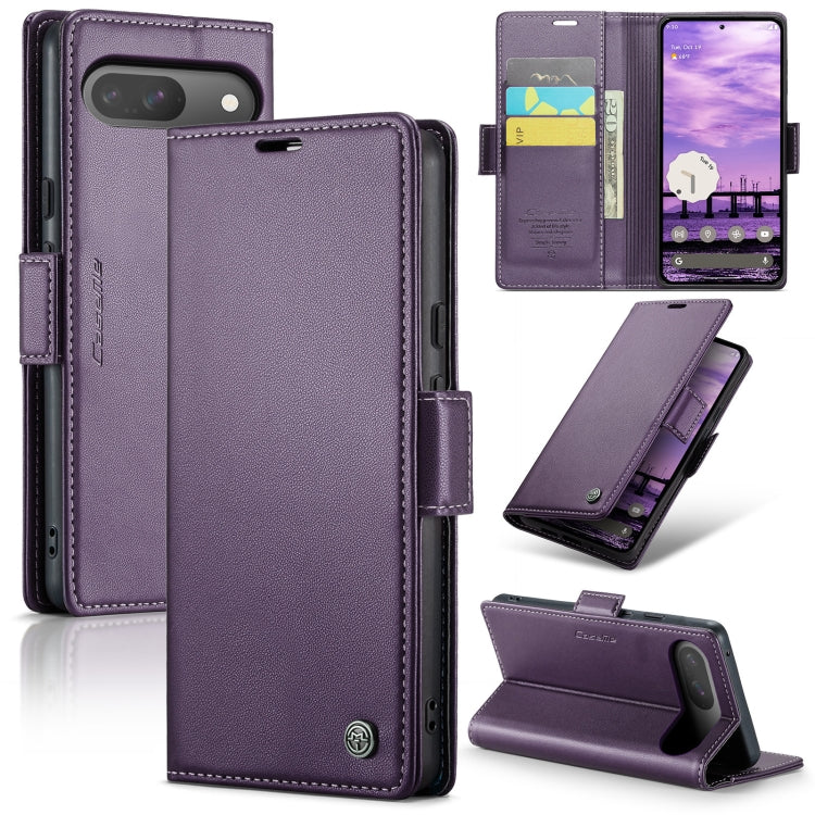 For Google Pixel 9 / 9 Pro CaseMe 023 Butterfly Buckle Litchi Texture RFID Anti-theft Leather Phone Case(Pearly Purple) - Google Cases by CaseMe | Online Shopping UK | buy2fix