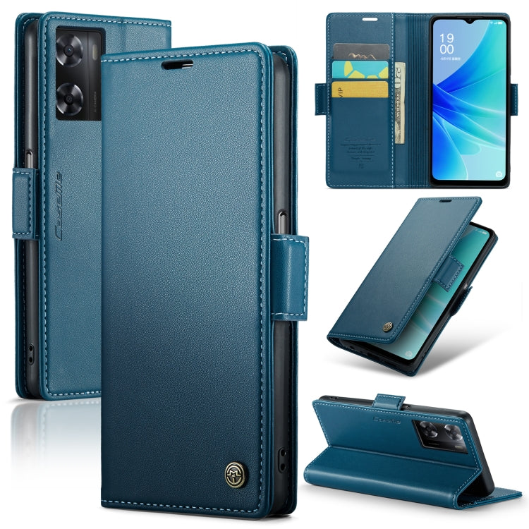 For OPPO A77 4G Global / A57e 4G CaseMe 023 Butterfly Buckle Litchi Texture RFID Anti-theft Leather Phone Case(Blue) - OPPO Cases by CaseMe | Online Shopping UK | buy2fix