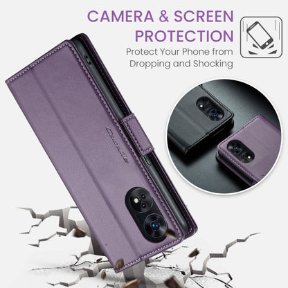 For OPPO Reno8 T 4G CaseMe 023 Butterfly Buckle Litchi Texture RFID Anti-theft Leather Phone Case(Pearly Purple) - OPPO Cases by CaseMe | Online Shopping UK | buy2fix