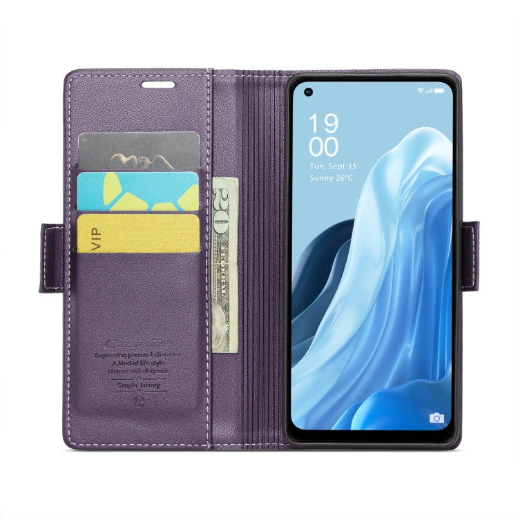 For OPPO Reno7 4G Indonesia/F21 Pro 4G/Reno8 4G CaseMe 023 Butterfly Buckle Litchi Texture RFID Anti-theft Leather Phone Case(Pearly Purple) - OPPO Cases by CaseMe | Online Shopping UK | buy2fix