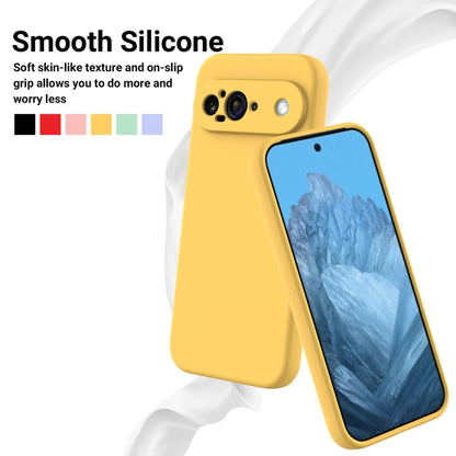 For Google Pixel 9 Pure Color Liquid Silicone Shockproof Phone Case(Yellow) - Google Cases by buy2fix | Online Shopping UK | buy2fix