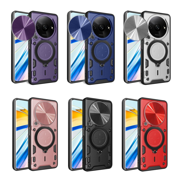 For Xiaomi Redmi A3 CD Texture Sliding Camshield Magnetic Holder Phone Case(Purple) - Xiaomi Cases by buy2fix | Online Shopping UK | buy2fix