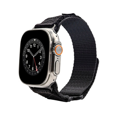 Nylon Two Section Watch Band For Apple Watch Ultra 2 49mm(Black) - Watch Bands by buy2fix | Online Shopping UK | buy2fix