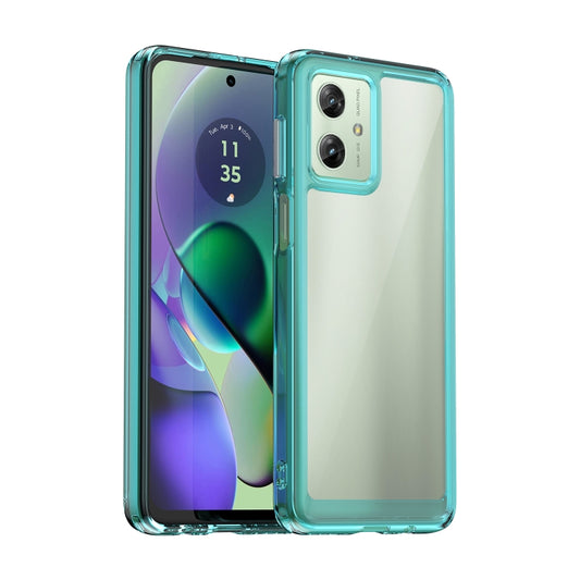 For Motorola Moto G54 Global Colorful Series Acrylic Hybrid TPU Phone Case(Transparent Blue) - Motorola Cases by buy2fix | Online Shopping UK | buy2fix