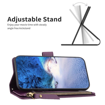 For Samsung Galaxy S21 Ultra 5G 9 Card Slots Zipper Wallet Leather Flip Phone Case(Dark Purple) - Galaxy S21 Ultra 5G Cases by buy2fix | Online Shopping UK | buy2fix