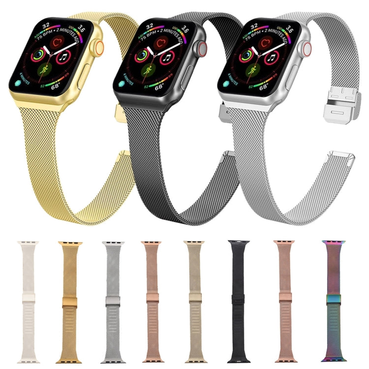 For Apple Watch Series 9&8&7 41mm / SE 3&SE 2&6&SE&5&4 40mm / 3&2&1 38mm Milanese Stainless Steel Watch Band(Gold) - Watch Bands by buy2fix | Online Shopping UK | buy2fix