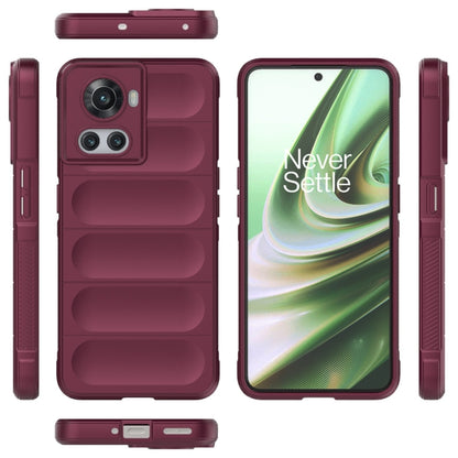 For OnePlus 10R 5G Global Magic Shield TPU + Flannel Phone Case(Wine Red) - OnePlus Cases by buy2fix | Online Shopping UK | buy2fix