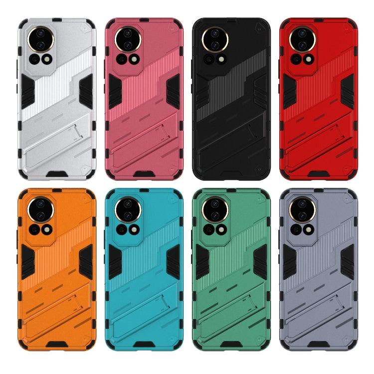 For Huawei nova 12 5G Punk Armor 2 in 1 PC + TPU Phone Case with Holder(Orange) - Huawei Cases by buy2fix | Online Shopping UK | buy2fix