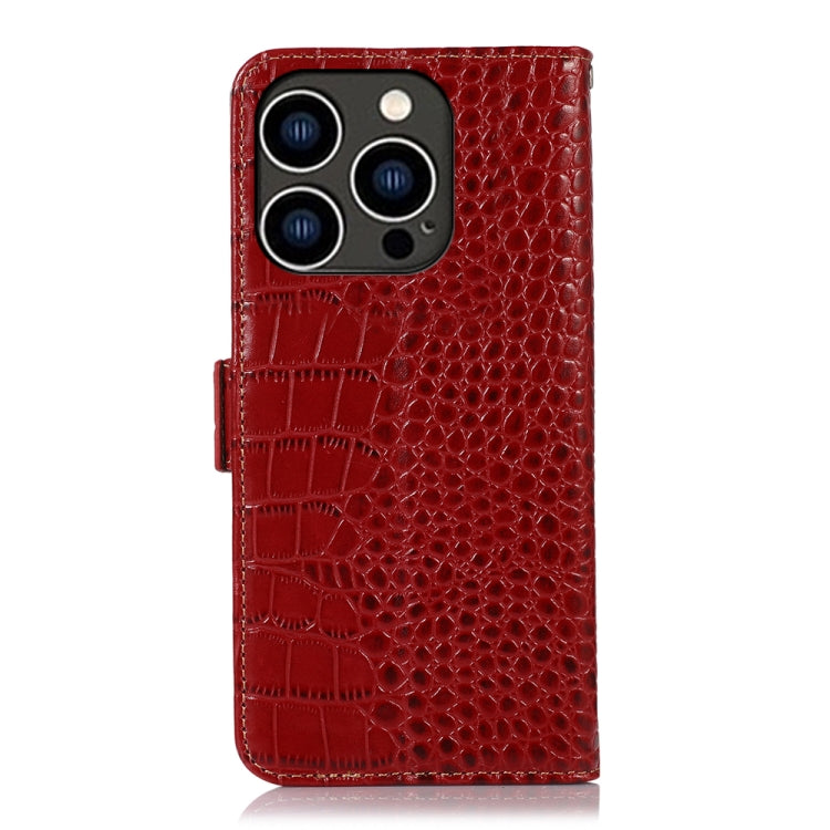 For iPhone 16 Pro Crocodile Top Layer Cowhide Leather Phone Case(Red) - iPhone 16 Pro Cases by buy2fix | Online Shopping UK | buy2fix