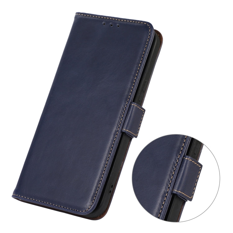 For iPhone 16 Pro Crazy Horse Top Layer Cowhide Leather Phone Case(Blue) - iPhone 16 Pro Cases by buy2fix | Online Shopping UK | buy2fix