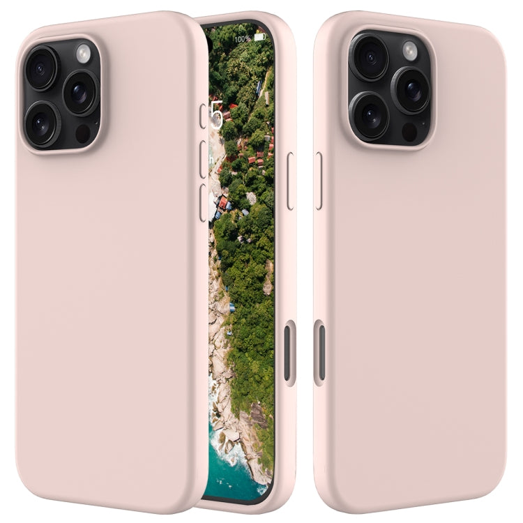 For iPhone 16 Pro Solid Color Silicone Phone Case(Sand Pink) - More iPhone Cases by buy2fix | Online Shopping UK | buy2fix